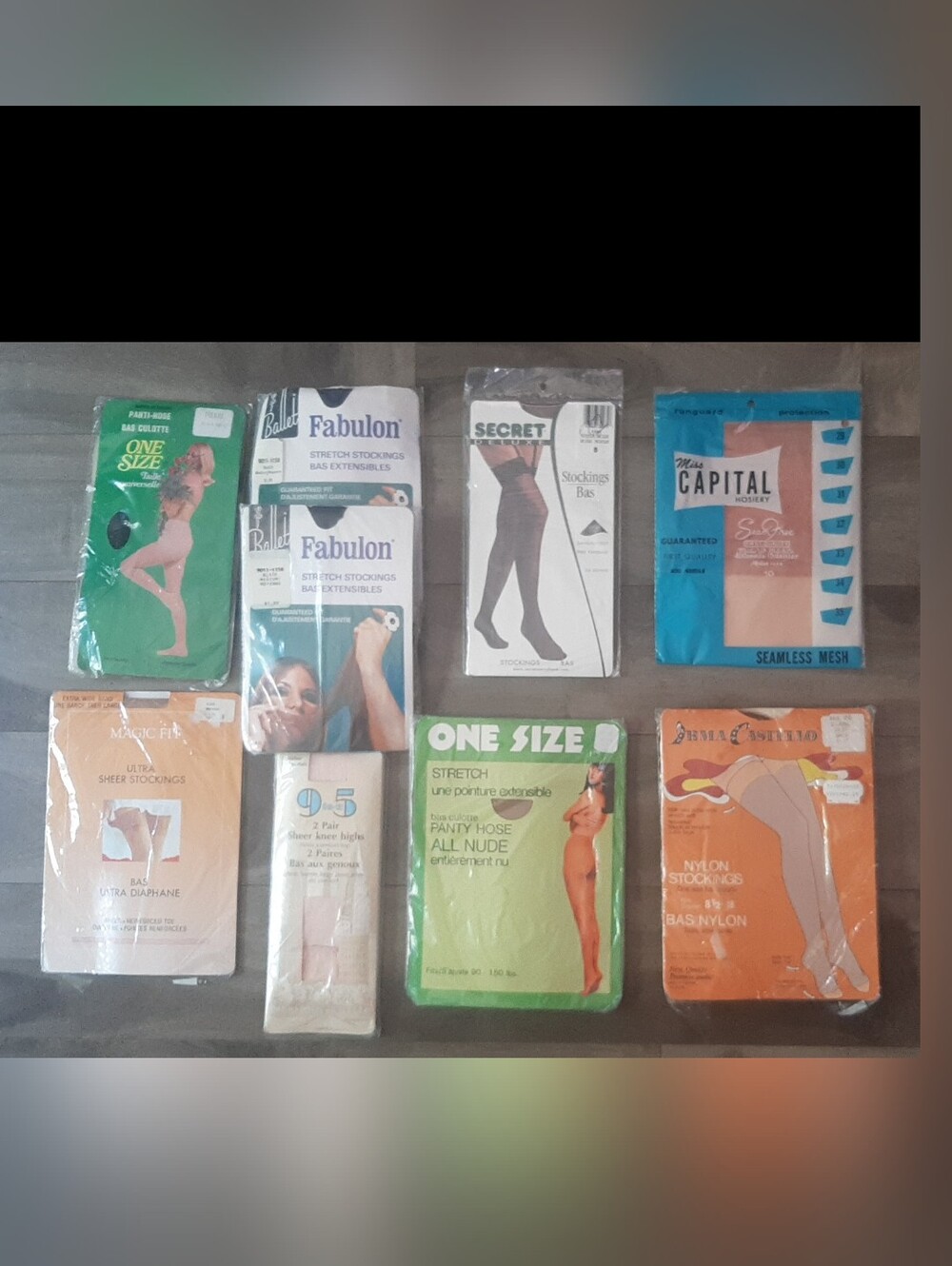 9 Pairs of Vintage Stockings Mixed Lot of Colours and Sizes